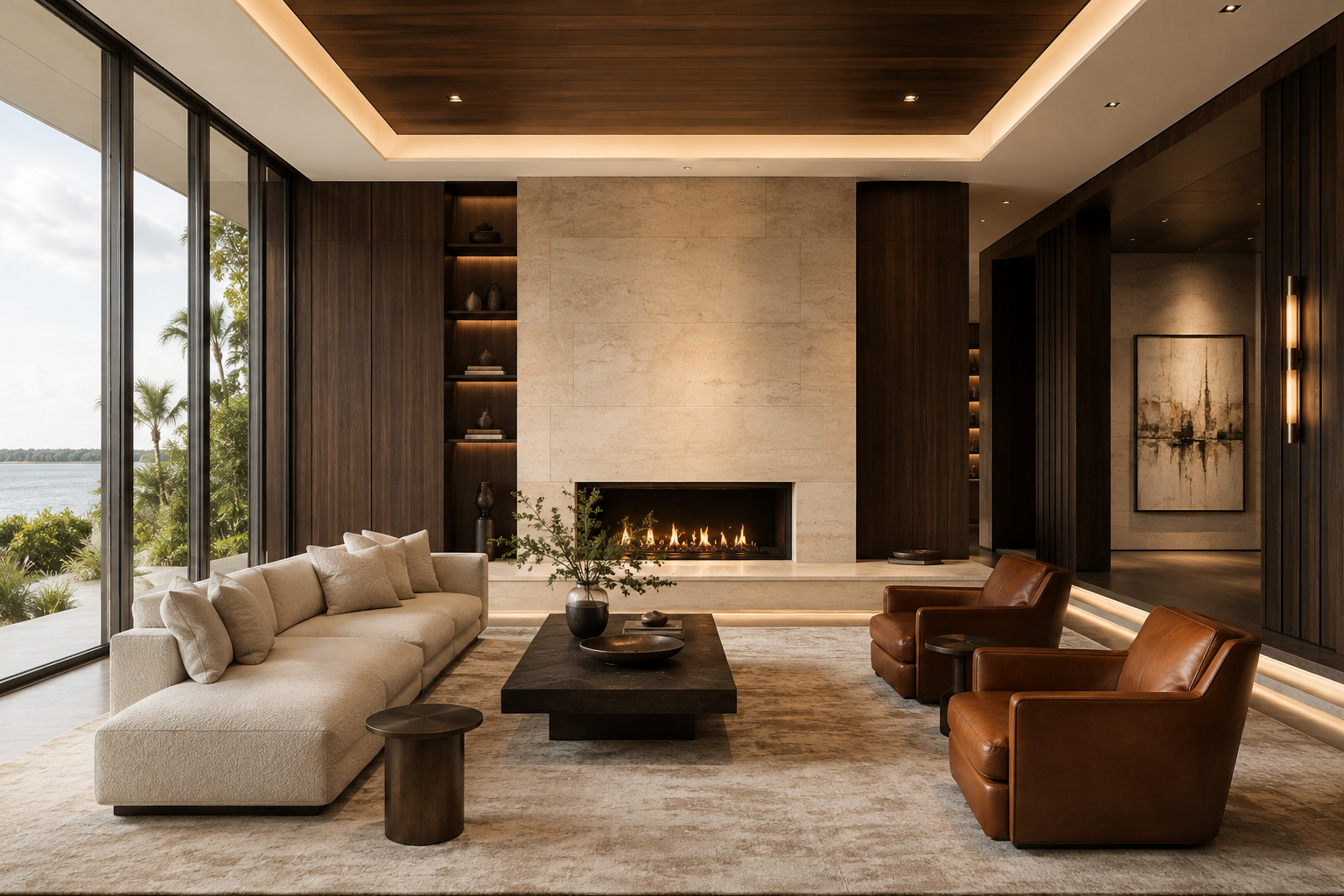 Luxury residential lounge with tailored millwork