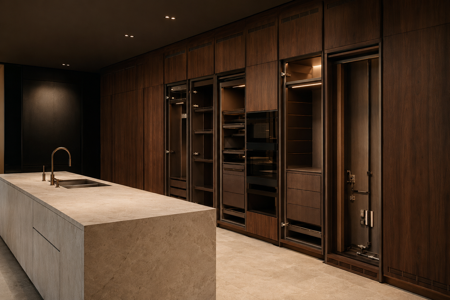 Integrated luxury kitchen prepared for coordinated appliances