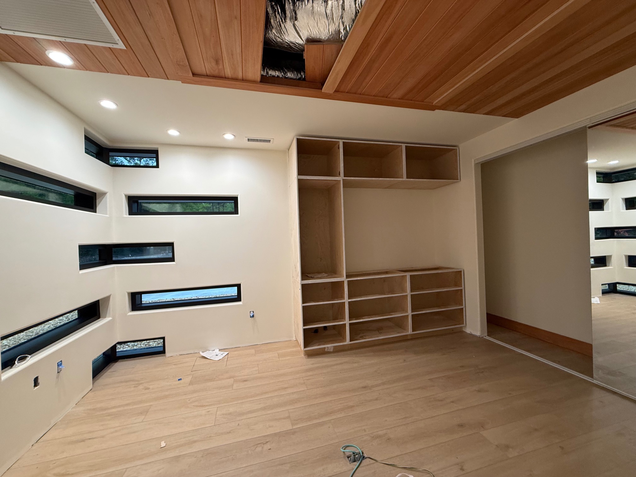 Integrated bedroom storage in progress
